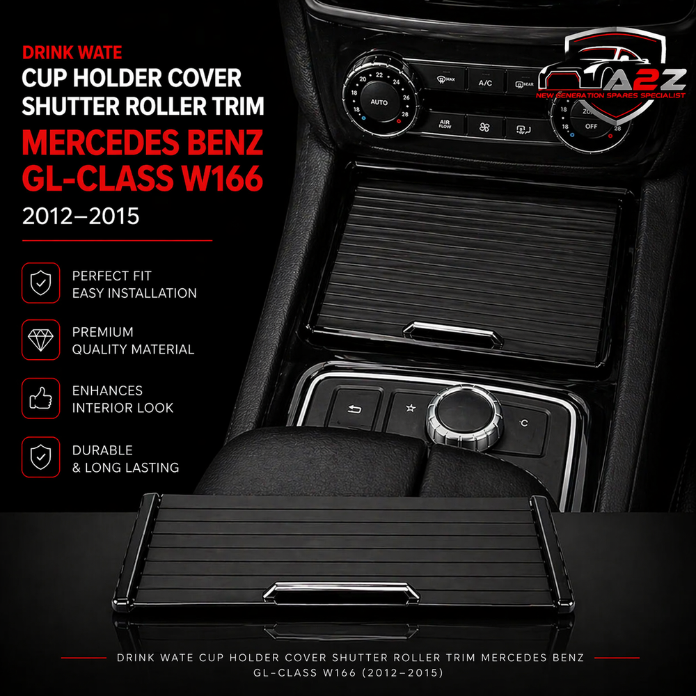 Water Cup Holder Roller Cover Trim Black 1666803814 Compatible With Mercedes Benz GL-Class W166 & GLE W166 & GLS