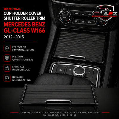 Water Cup Holder Roller Cover Trim Black 1666803814 Compatible With Mercedes Benz GL-Class W166 & GLE W166 & GLS