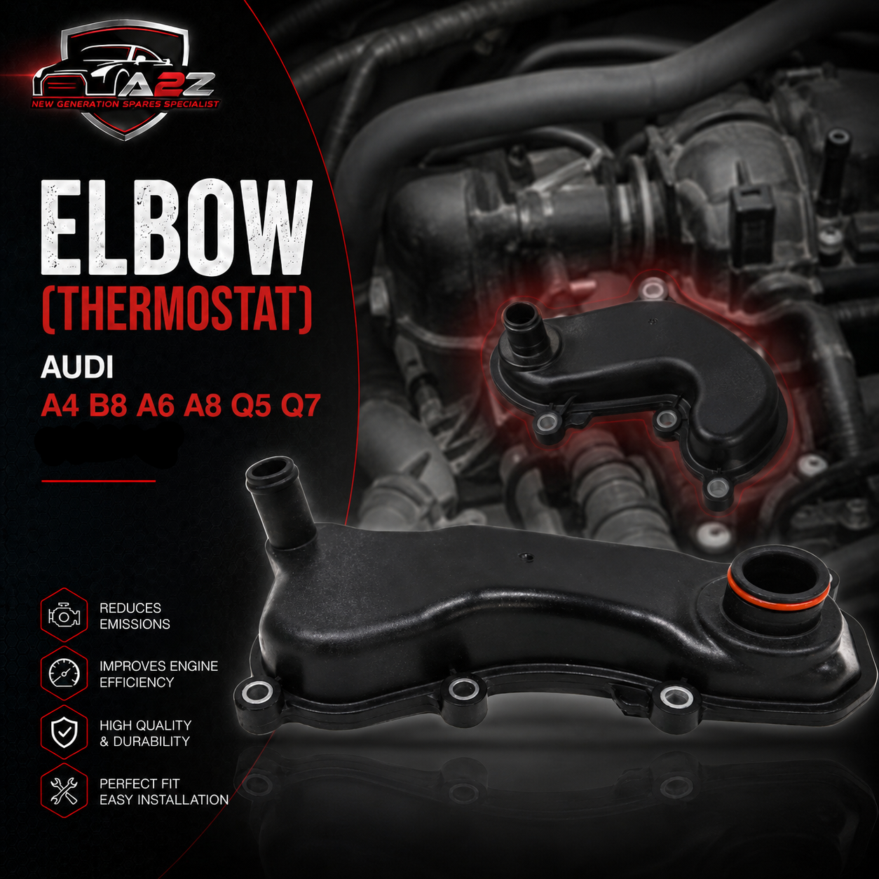Elbow (Thermostat)  059103525F Compatible With AUDI A4 B8 A6 A8 Q5 Q7 Tag-E-43