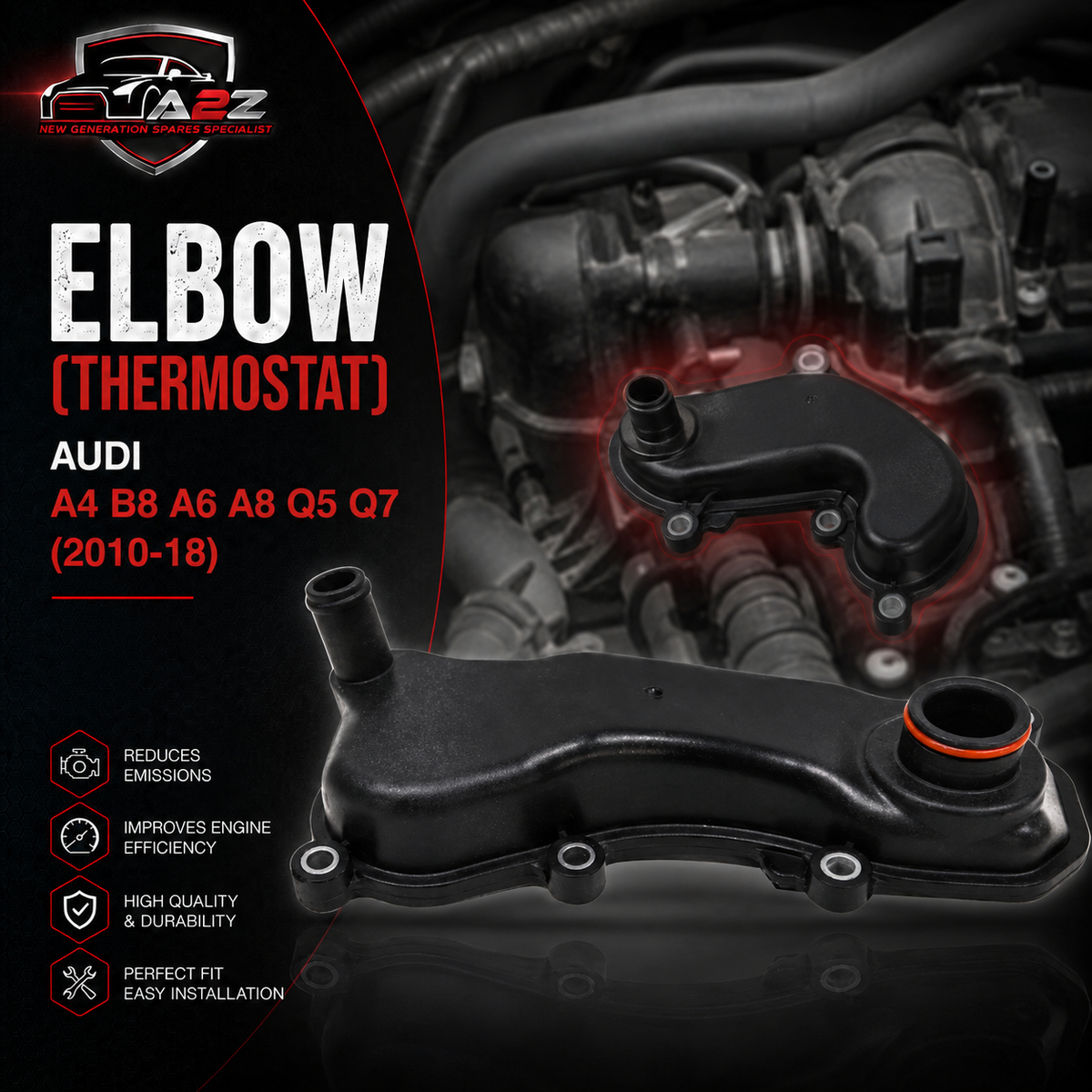 Elbow (Thermostat)  059103525F Compatible With AUDI A4 B8 A6 A8 Q5 Q7 Tag-E-43