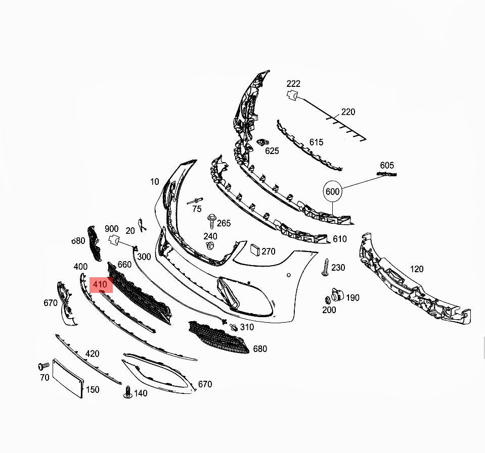 Front Bumper Chrome 2228854800 Compatible With Mercedes-Benz S-Class (W222) Tag No.233
