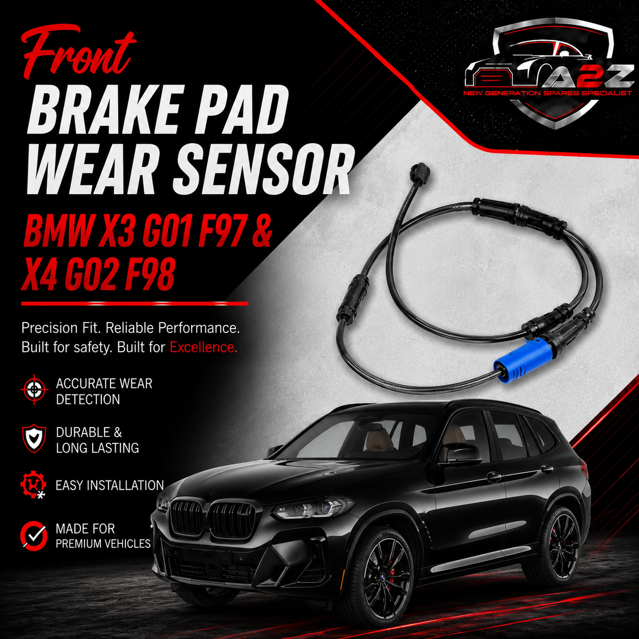 Front Brake Pad Wear Sensor 34356870351 Compatible With BMW X3 G01 F97 & X4 G02 F98