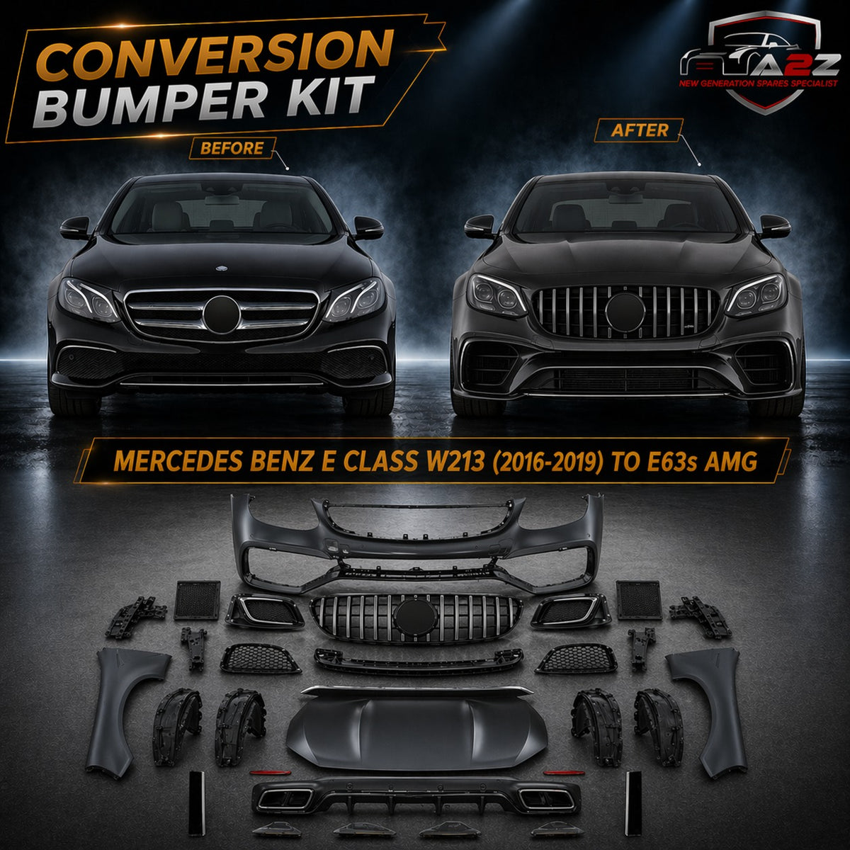 A To Z Compatible With Mercedes Benz E Class W213 (2016-2019) Upgrade Facelift Convert To E63s Amg 1:1 Body Kit Bumper Hood Fender CC-8912 (Shipping Cost Not Included In Price)