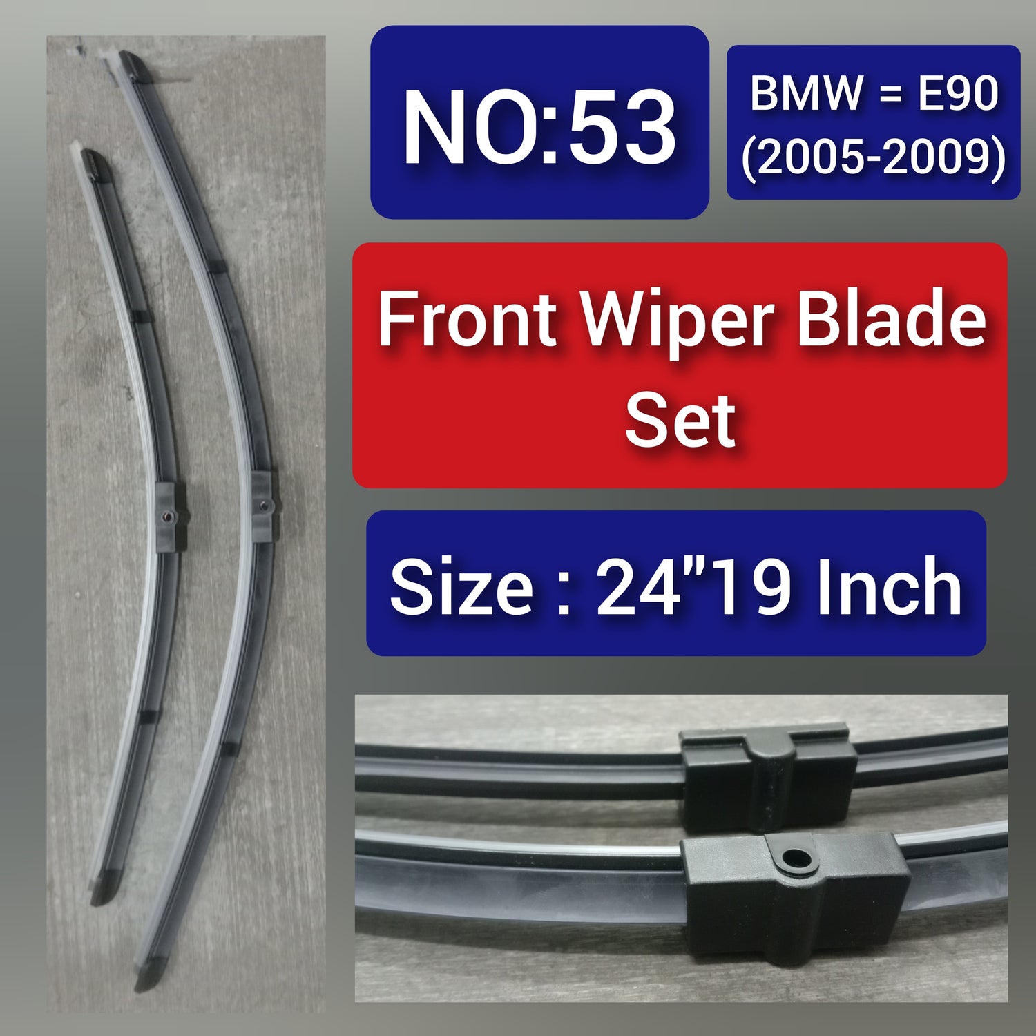 Front Wiper Blade Set (24'19 Inch) Compatible with BMW 3 Series E90 (2005-2009) Tag-WBF-53