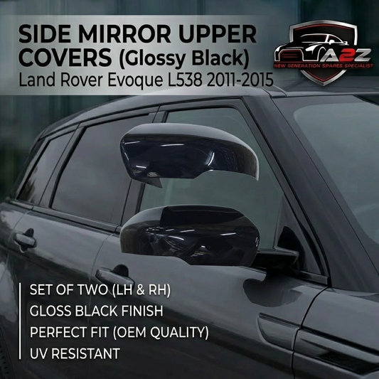 Side Mirror upper cover (Side Mirror cover) Glossy Black Left LR025170 & Right LR025171 Compatible With Land Rover Evoque L538 2011-2015 TAG-SMC-06