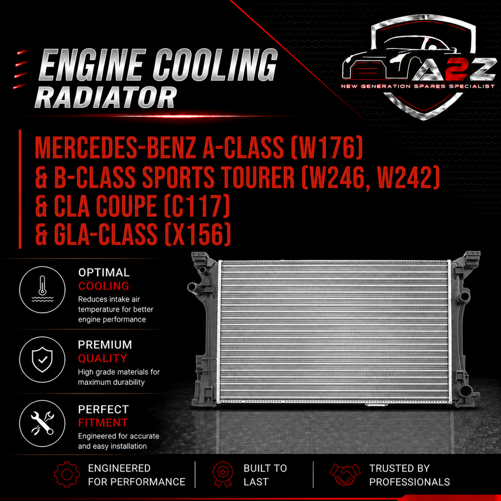 Engine Cooling Radiator 2465001303 A2465001303 Compatible with MERCEDES-BENZ A-CLASS (W176) & B-CLASS Sports Tourer (W246, W242) & CLA Coupe (C117) & GLA-CLASS (X156)