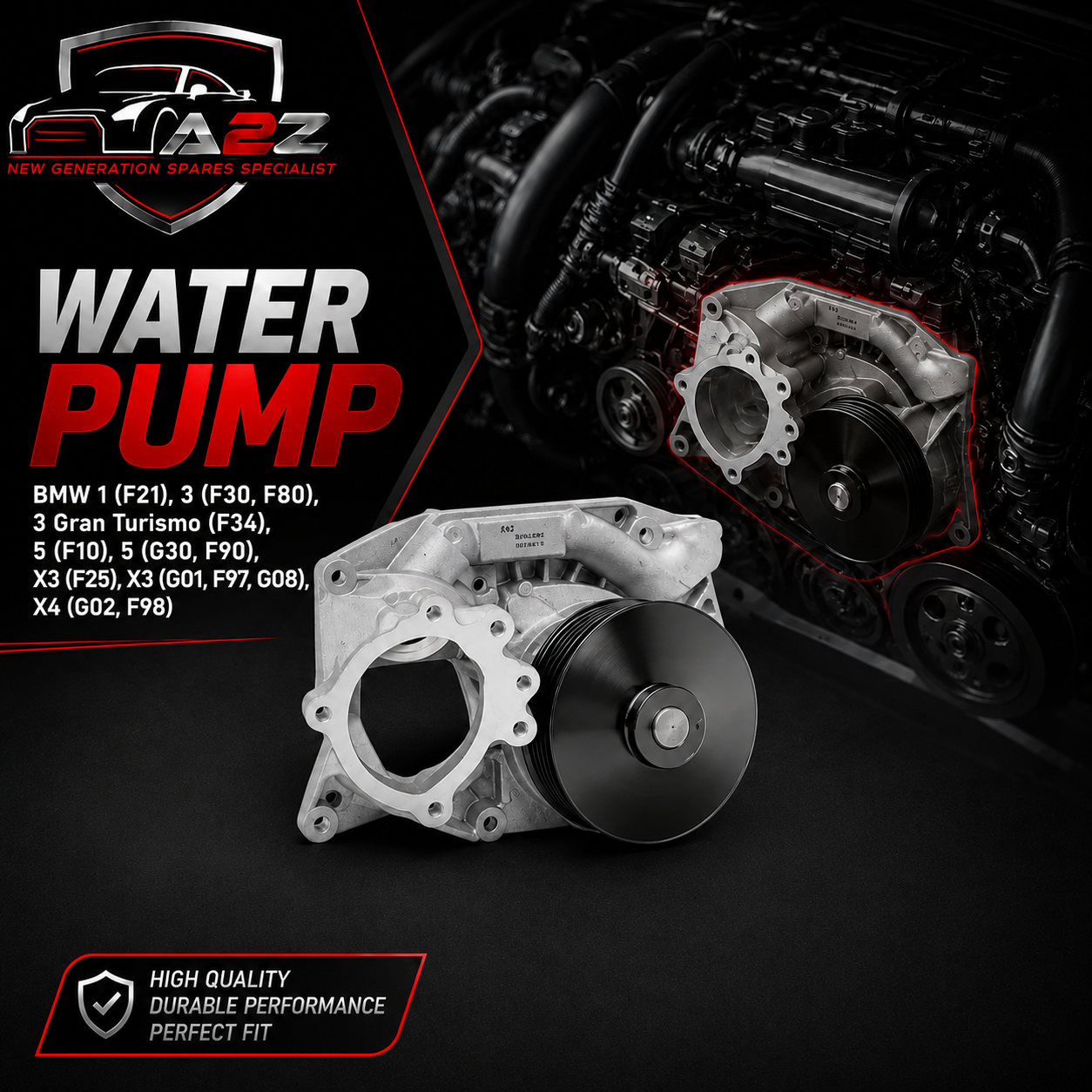 Water Pump WPS3144 11518478476 11518514458 Compatible With BMW 1 (F21), 3 (F30, F80), 3 Gran Turismo (F34), 5 (F10), 5 (G30, F90), X3 (F25), X3 (G01, F97, G08), X4 (G02, F98) (CONTINENTAL)