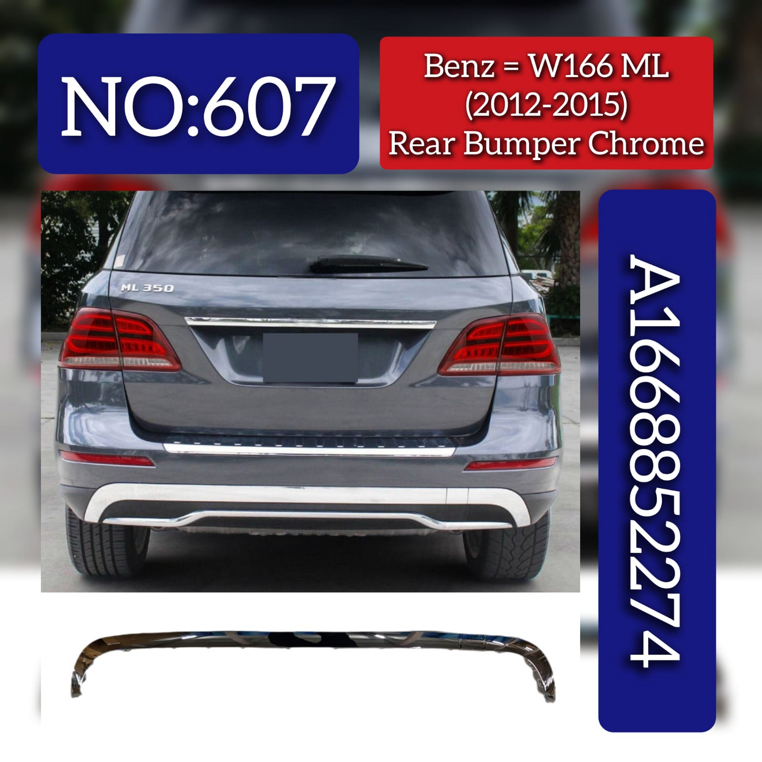 Rear Bumper Chrome 1668852274 Compatible With Mercedes Benz W166 (2012-2015) Pag No.607