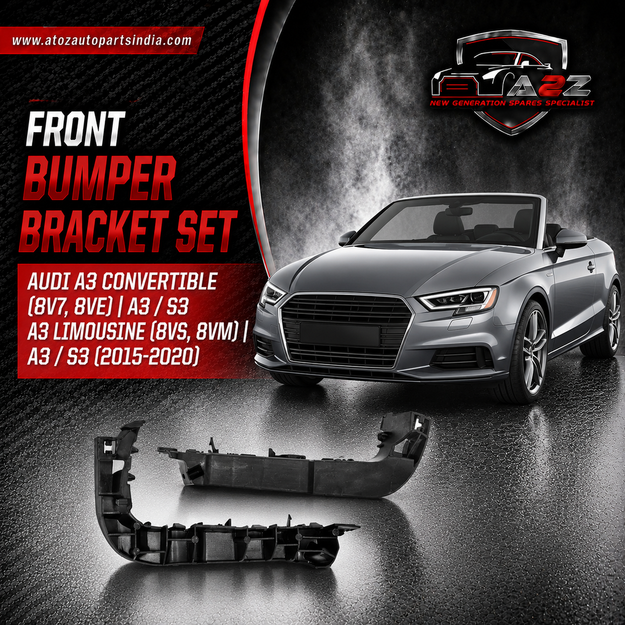 Front Bumper Brackets Left 8V5807183 & Right 8V5807184 Compatible With AUDI A3 Convertible (8V7, 8VE) | A3 / S3 A3 Limousine (8VS, 8VM) | A3 / S3 Tag No.1
