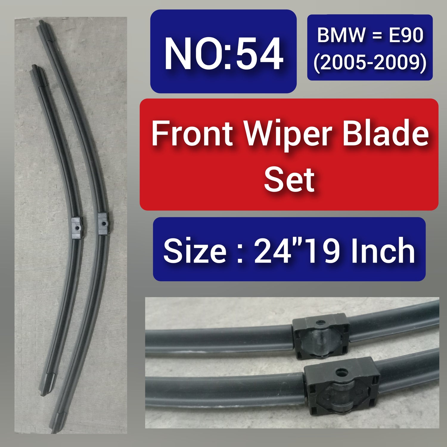 Front Wiper Blade Set (24'19 Inch) Compatible with BMW 3 Series E90 (2005-2009) Tag-WBF-54