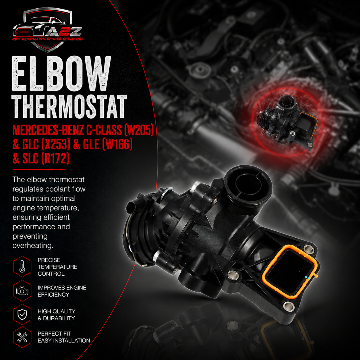 Elbow (Thermostat) 2762000315  Compatible with  MERCEDES-BENZ C-CLASS (W205) & GLC (X253) & GLE (W166) & SLC (R172) Tag No.28