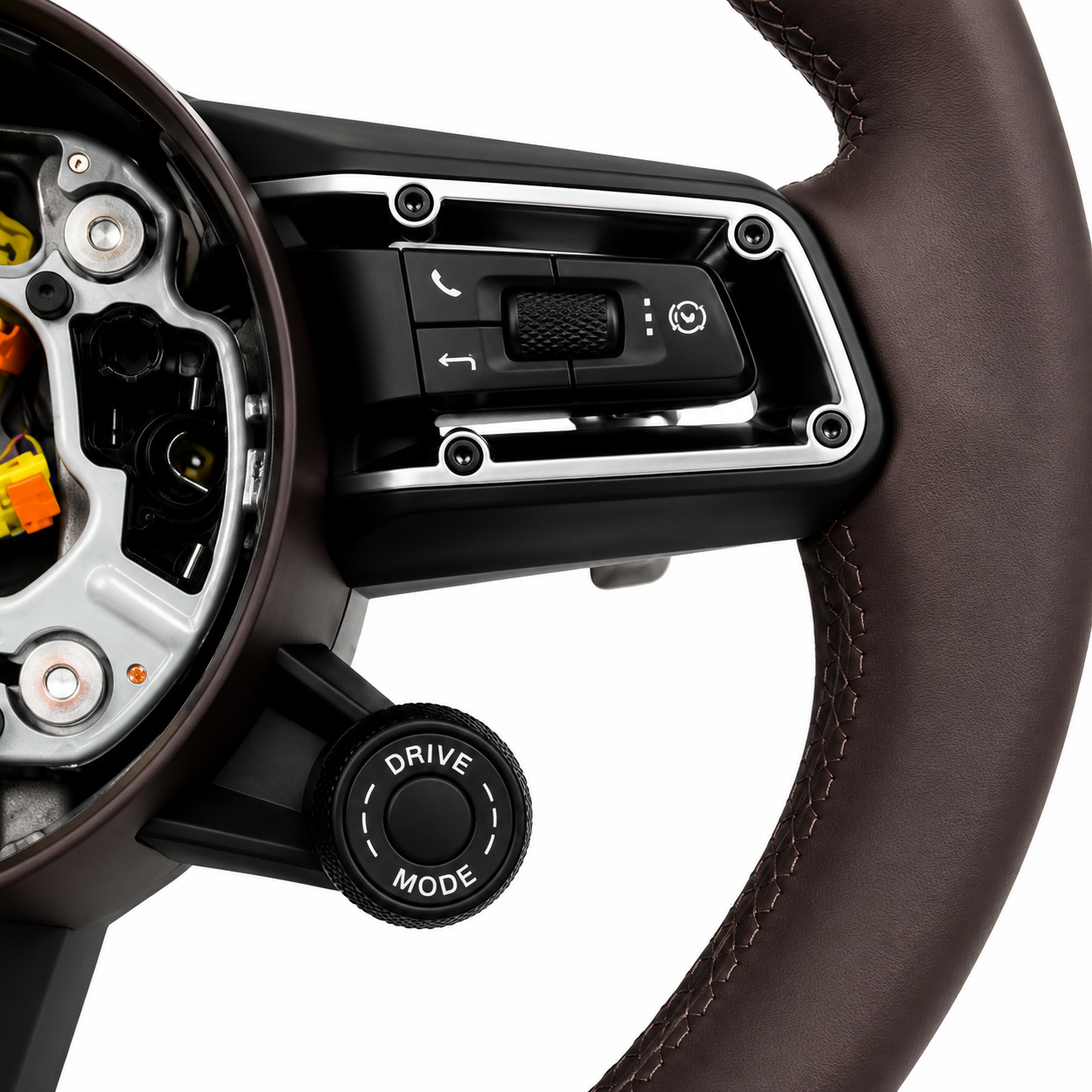 Dark Brown Smooth Leather Steering Wheel Compatible With Porsche All Models