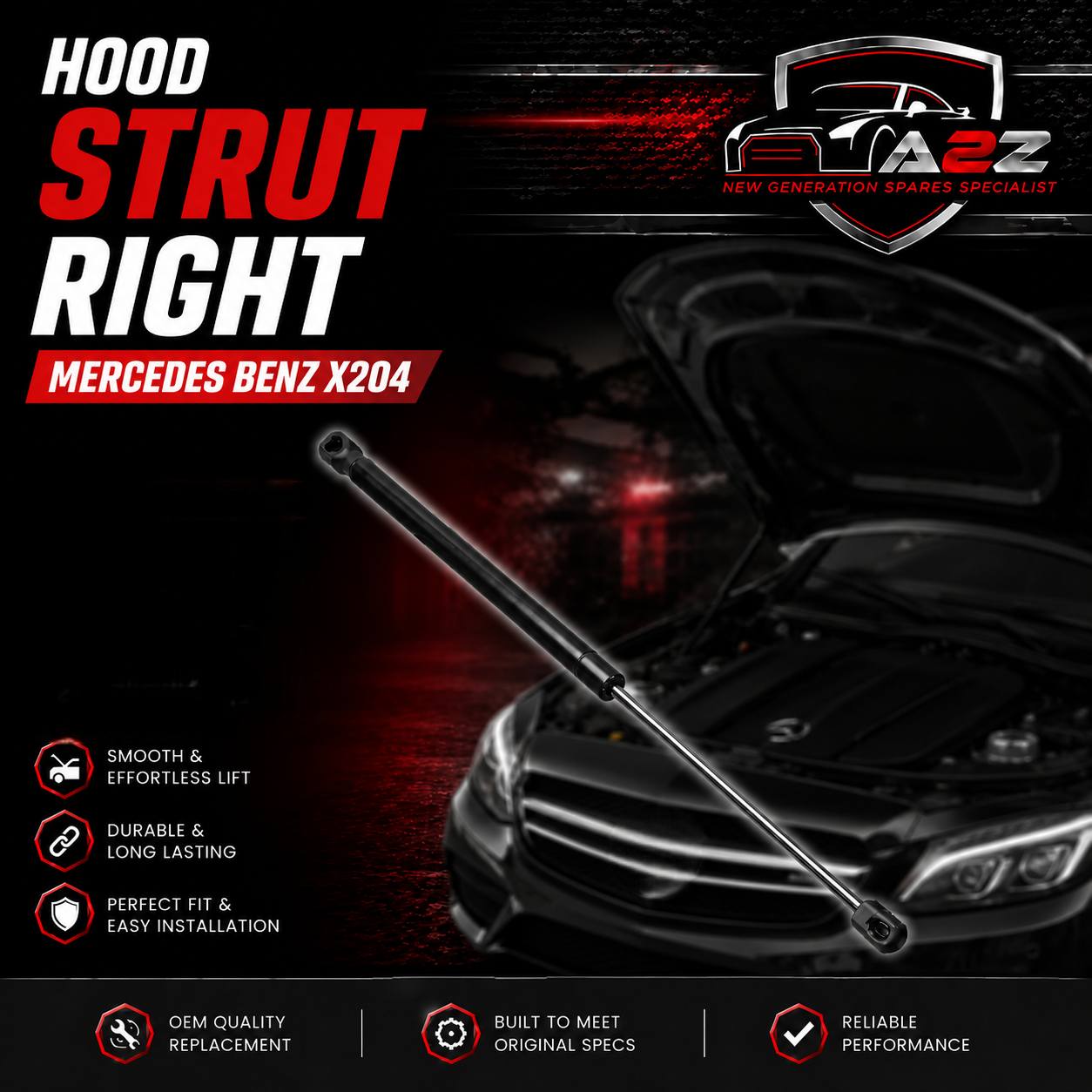 Hood Strut Right 2049800964 Compatible With Mercedes Benz W204