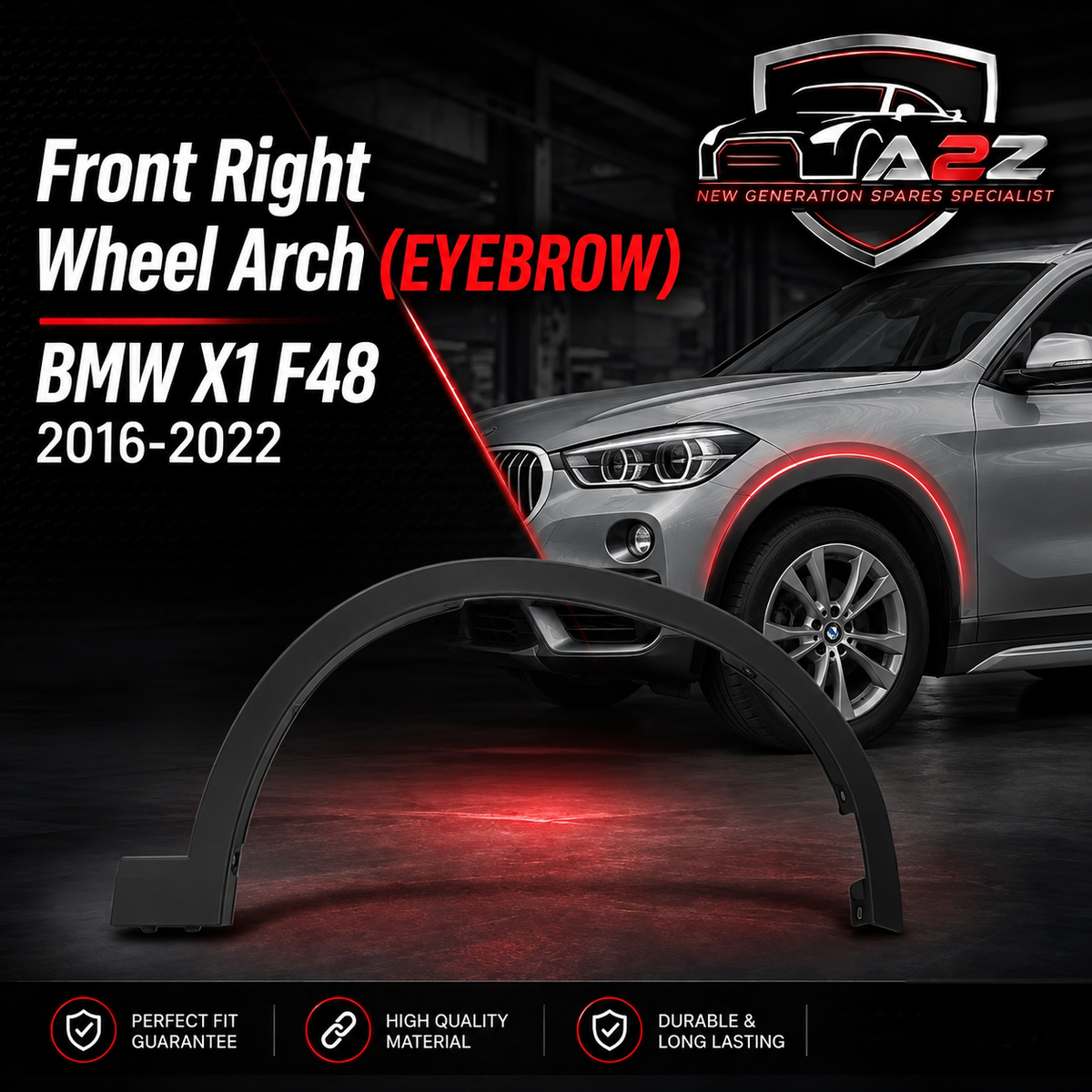 Front Right Wheel Arch (EYEBROW) 51777332338 Compatible With BMW X1 F48 2016-2022 Tag-EY-22