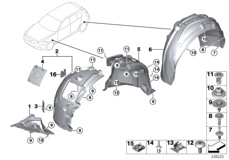 Front Fender Liner Right 51717312838 Compatible With BMW F22 (2014-21)