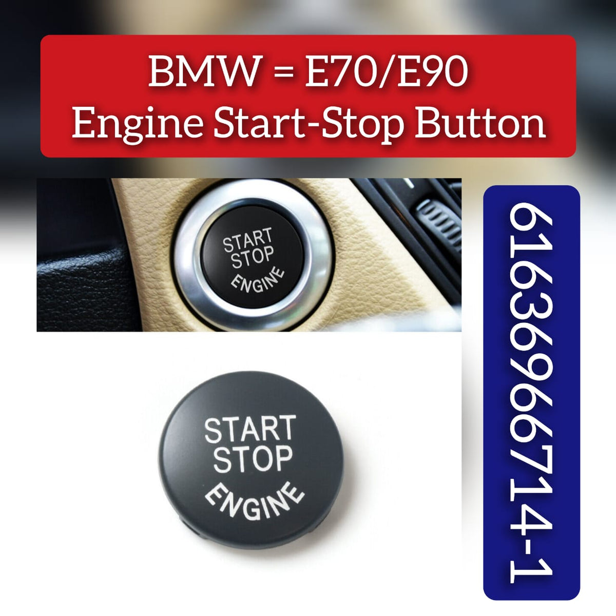 Engine One Button Start Stop Button Switch Cover 61636966714 Compatible with BMW 3 Series E90 &X5 E70 & X6 E71 E72