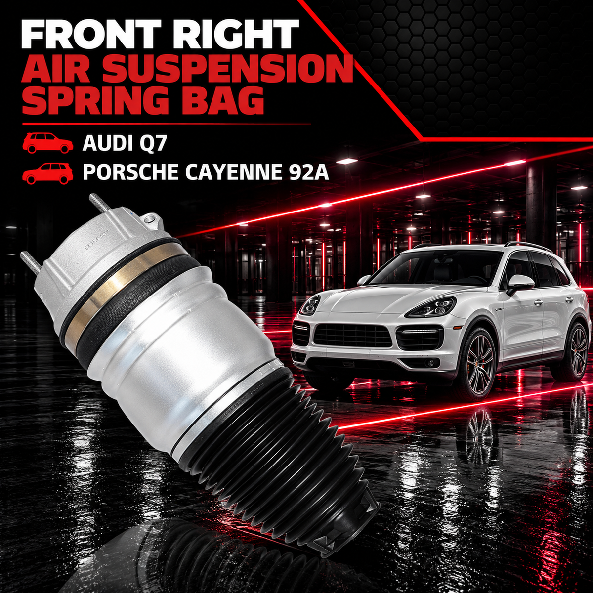 Front Right Air Suspension Spring Bag 7P6616040K 7P6616040N Compatible With AUDI Q7 & PORSCHE CAYENNE 92A