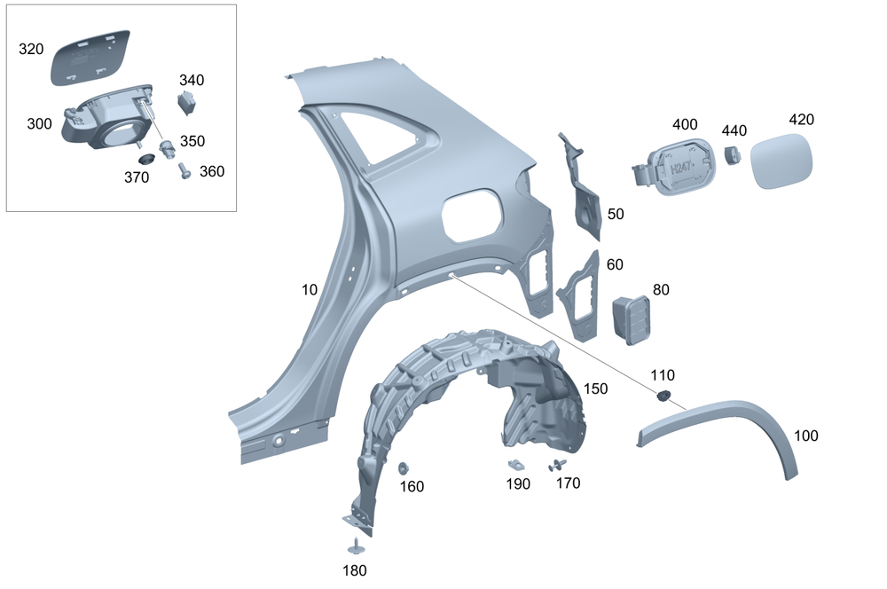 Rear Left Wheel Arch (EYEBROW ) 2478850200 A2478850200 2478850400 Compatible With Mercedes-Benz & B-Class W247 (2021-2024) No.74