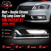 Matt + Double Chrome Fog Lamp Cover Set Left 3AA853665 & Right 3AA853666 Compatible With VW PASSAT B7 (2010-2014) No.139