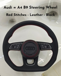 Black Red Stitches Black Steering Wheel Compatible With Audi A4 B9