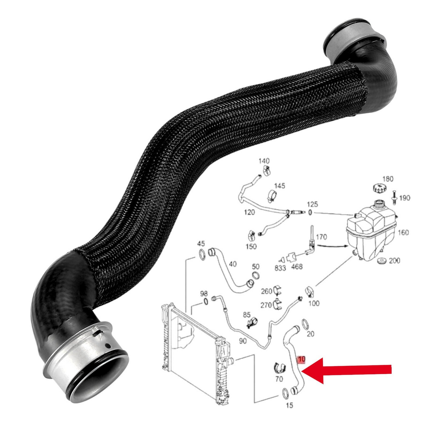 Upper Radiator Hose 2115018882 Compatible With Mercedes Benz W211