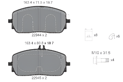 Front Brake Pad A0004202205 2296201 2294401 P050152 Compatible With MERCEDES-BENZ A-CLASS W177 & GLE V167