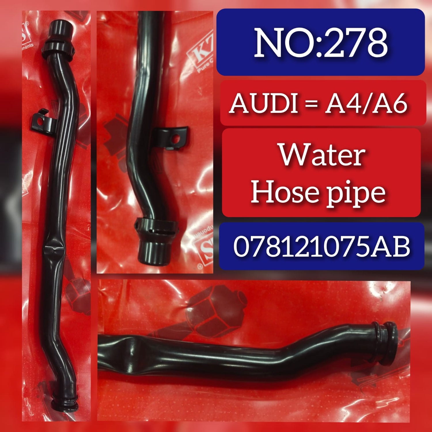 Water Hose Pipe 078121075AB 078121075AF Compatible with AUDI A4 A6 & SKODA SUPERB I (3U4)Tag-H-278