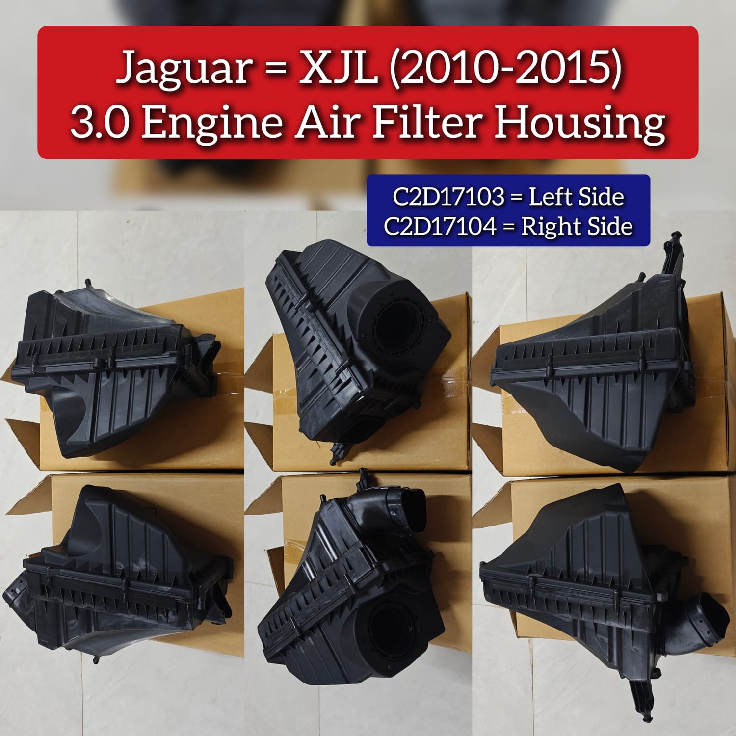 3.0 Engine Air Filter Housing Left C2D17103 & Right C2D17104 Compatible With Jaguar XJL (2010-2015)