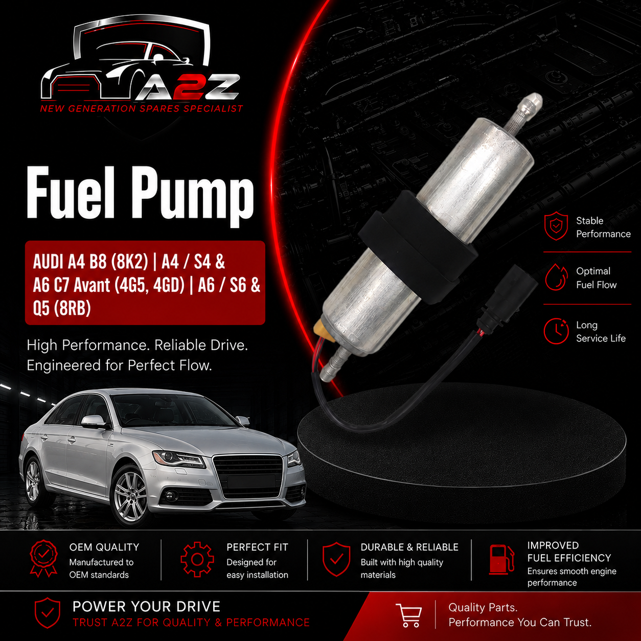 Fuel Pump 8K0906095 8K0906089B 8K0906089A 8K0906089 8K0906095 Compatible With AUDI A4 B8 (8K2) | A4 / S4 & A6 C7 Avant (4G5, 4GD) | A6 / S6 & Q5 (8RB)  Tag No.70