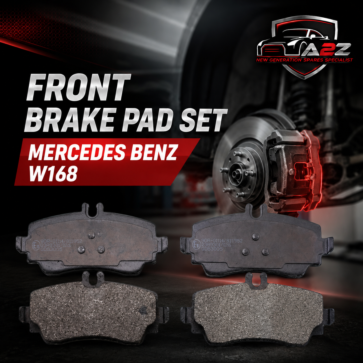 Front Brake Pad Set 1684201520 Compatible With Mercedes Benz W168