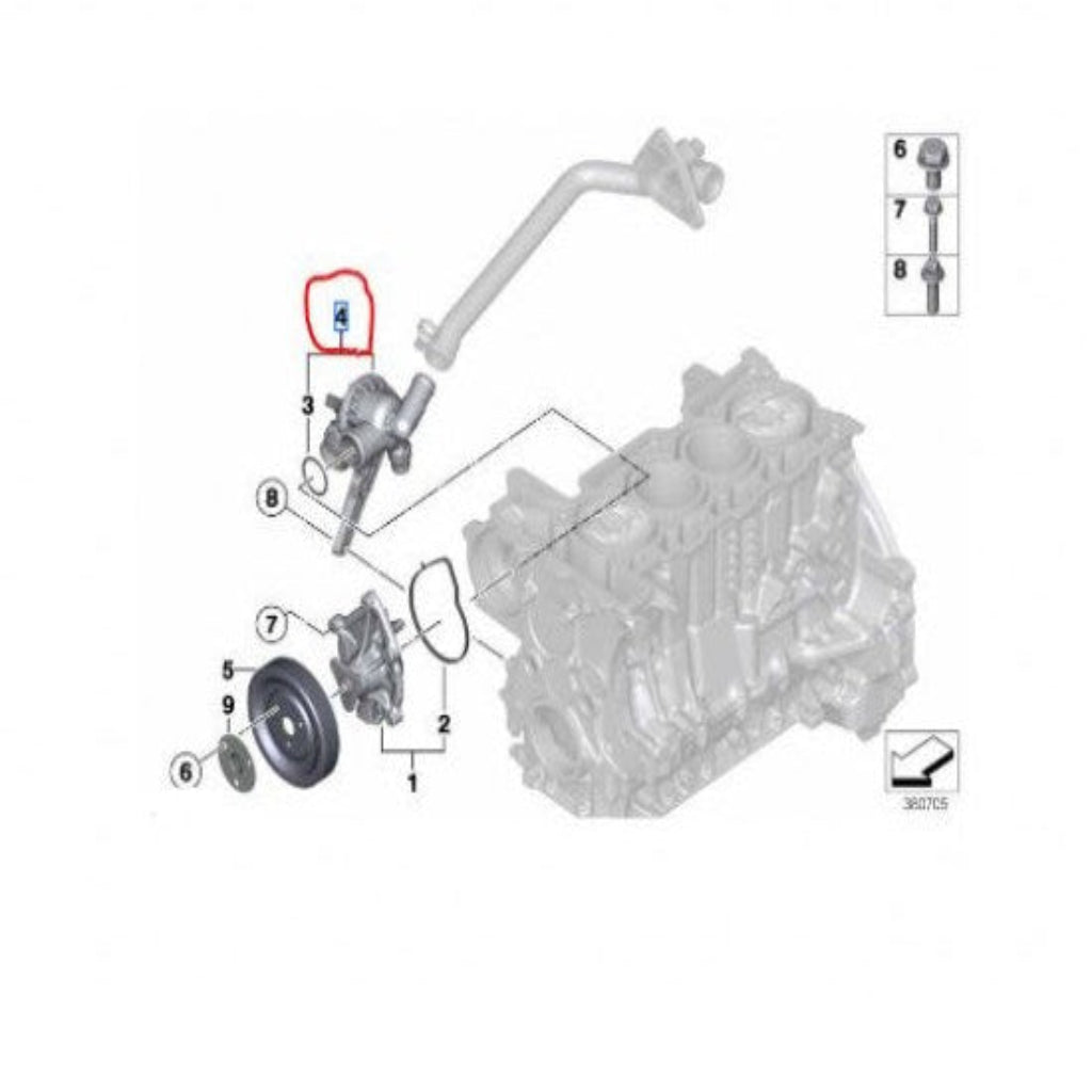 Engine Coolant Thermostat Housing Assembly 11537600584 Compatible WithBMW 3 Series F30 Tag-E-79