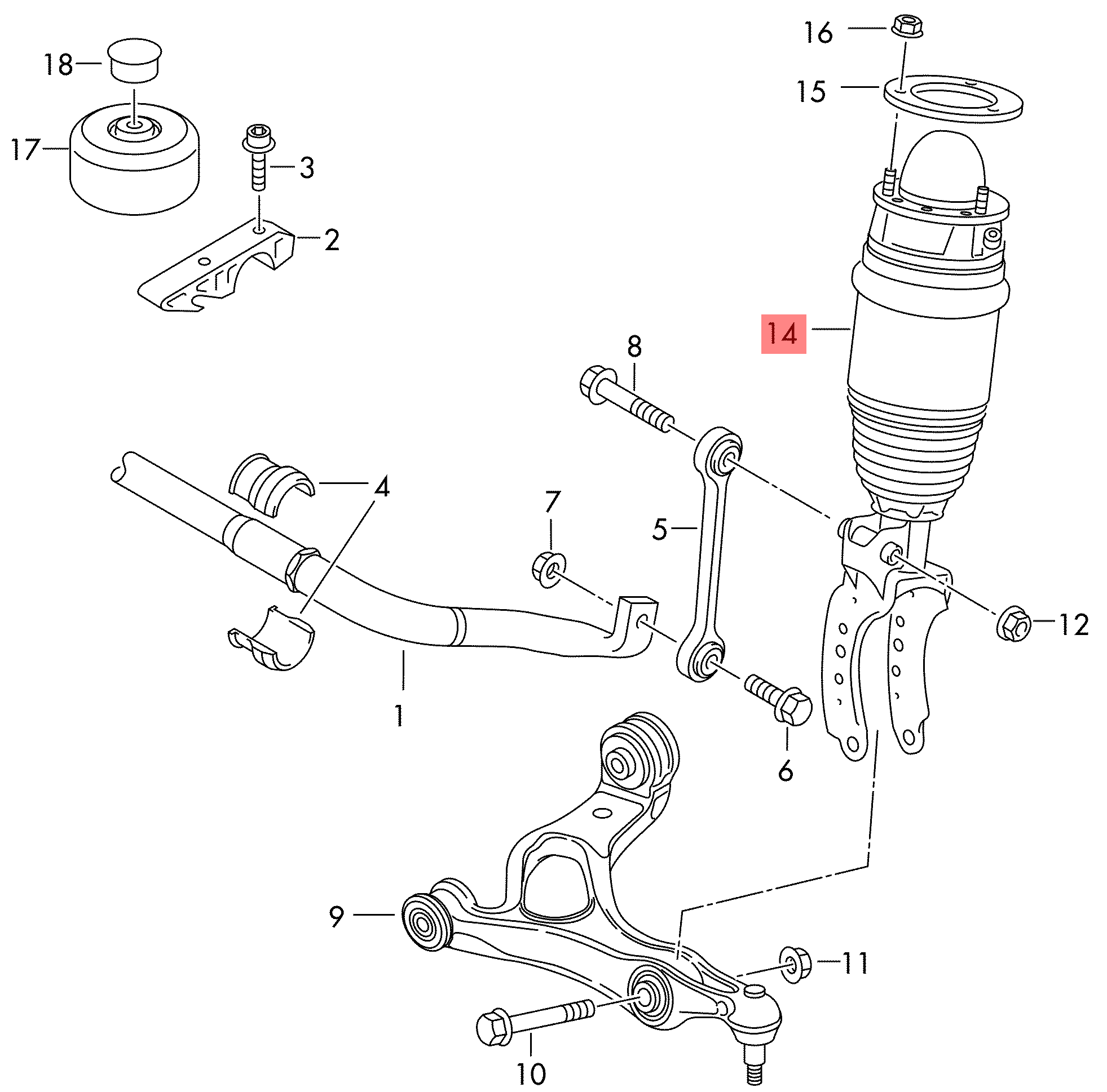 Front Left Air Suspension Shock Absorber Strut 7P6616039N Compatible With AUDI Q7 (7P) & PORSCHE CAYENNE (92A) & VW TOUAREG (7P5, 7P6)