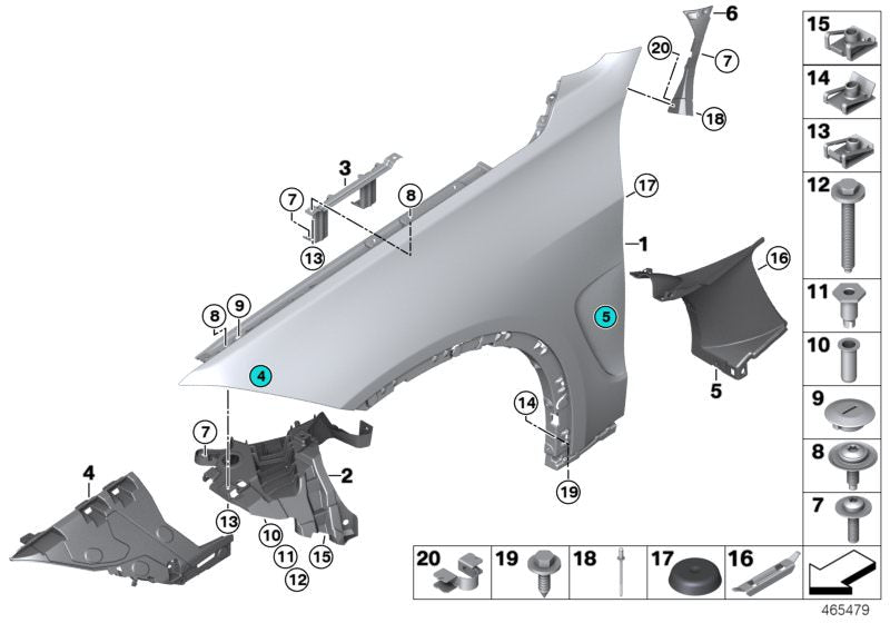 Front Right Fender Support Bracket 51647294544 Compatible With BMW For X5 X6 F15 F16 F85 F86 (2013-18)