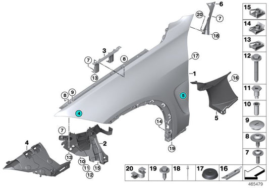 Front Right Fender Support Bracket 51647294544 Compatible With BMW For X5 X6 F15 F16 F85 F86 (2013-18)