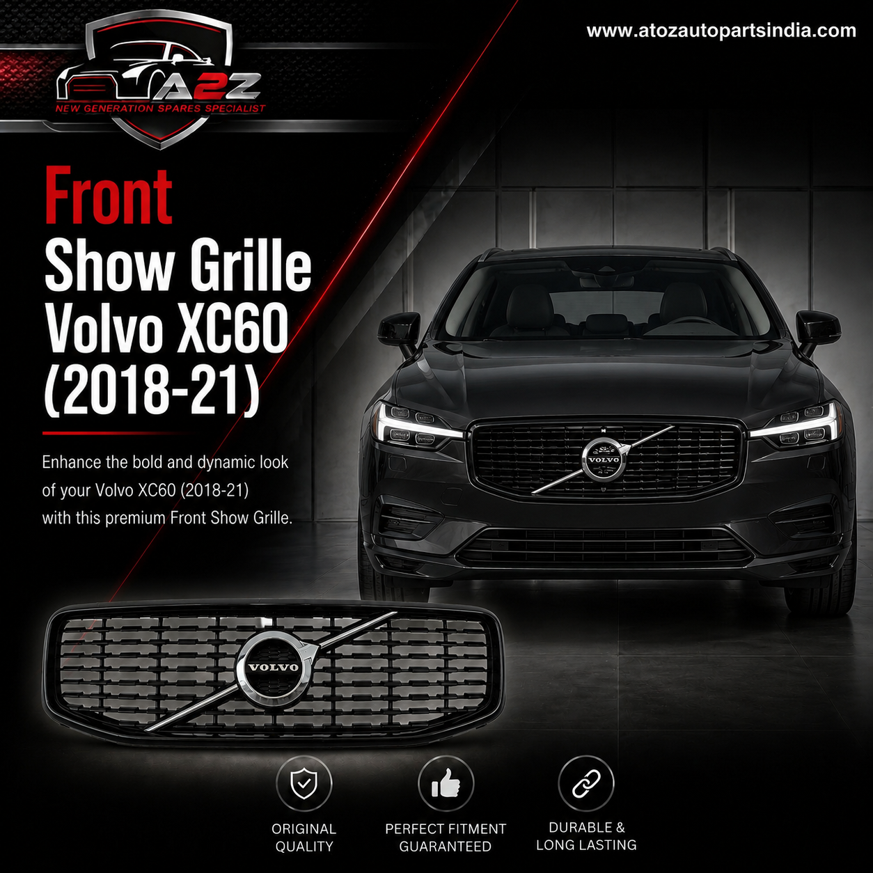 Front Show Grille 31425534 Compatible With Volvo XC60 (2018-21)