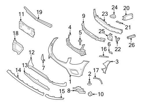 Front Bumper Bracket 2538851500 Compatible With Mercedes-Benz GLC-CLASS W253 (2016-2019) Tag No.988