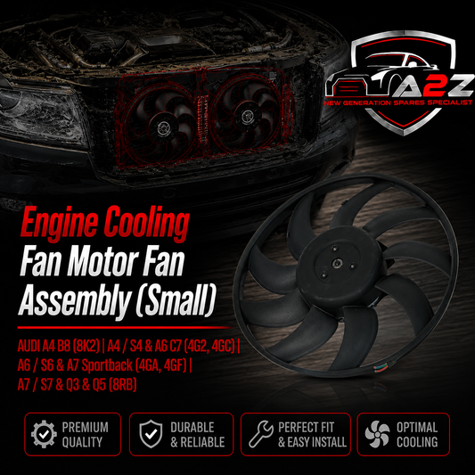 Engine Cooling Fan Motor Fan Assembly (Small) 8K0959455M  8K0959455F Compatible with AUDI A4 B8 (8K2) | A4 / S4 & A6 C7 (4G2, 4GC) | A6 / S6 & A7 Sportback (4GA, 4GF) | A7 / S7 & Q3 & Q5 (8RB)