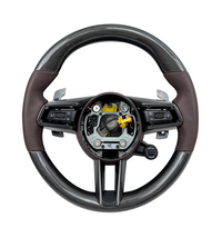 Carbon Fiber & Dark Brown Smooth Leather Steering Wheel Compatible With Porsche All Models