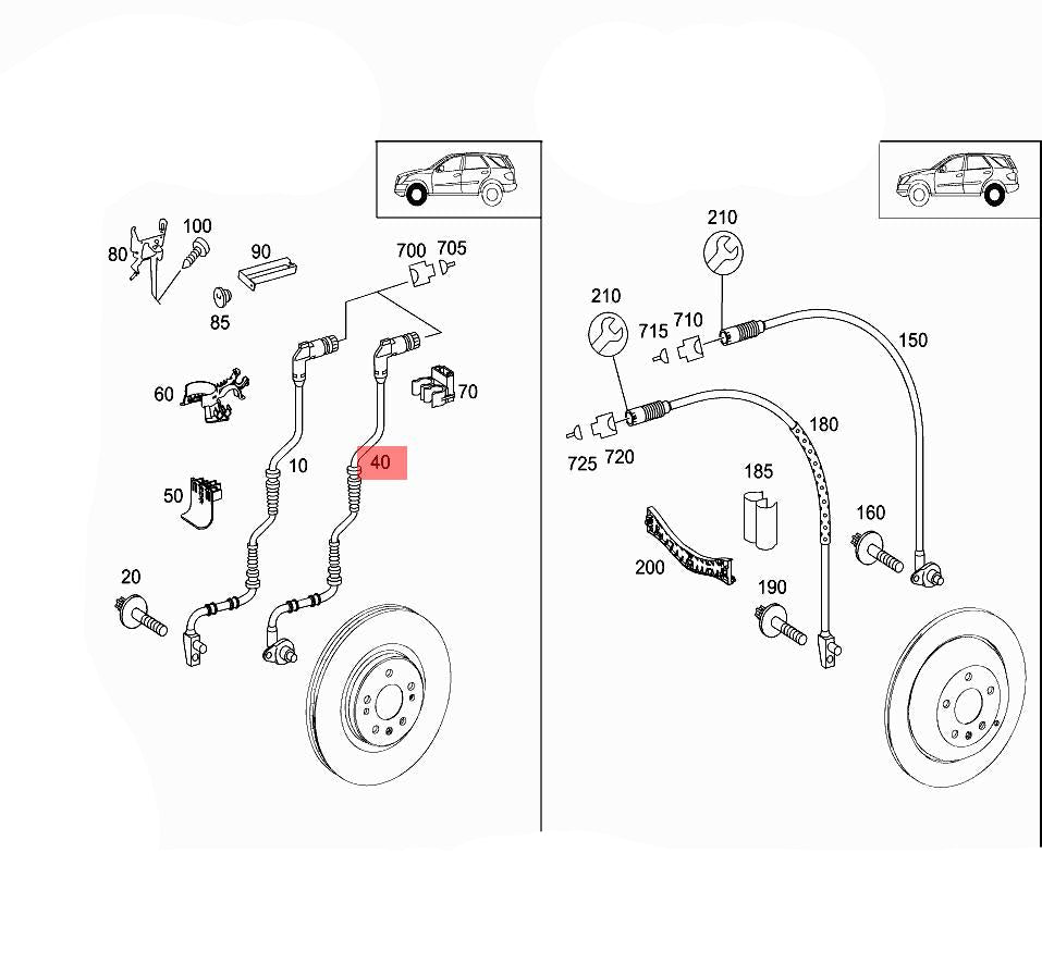 Front Left/Right ABS Wheel Speed Sensor 1644405141 1644405541 1644408339 1645401617 1649058200 Compatible With MERCEDES-BENZ GL-CLASS X164