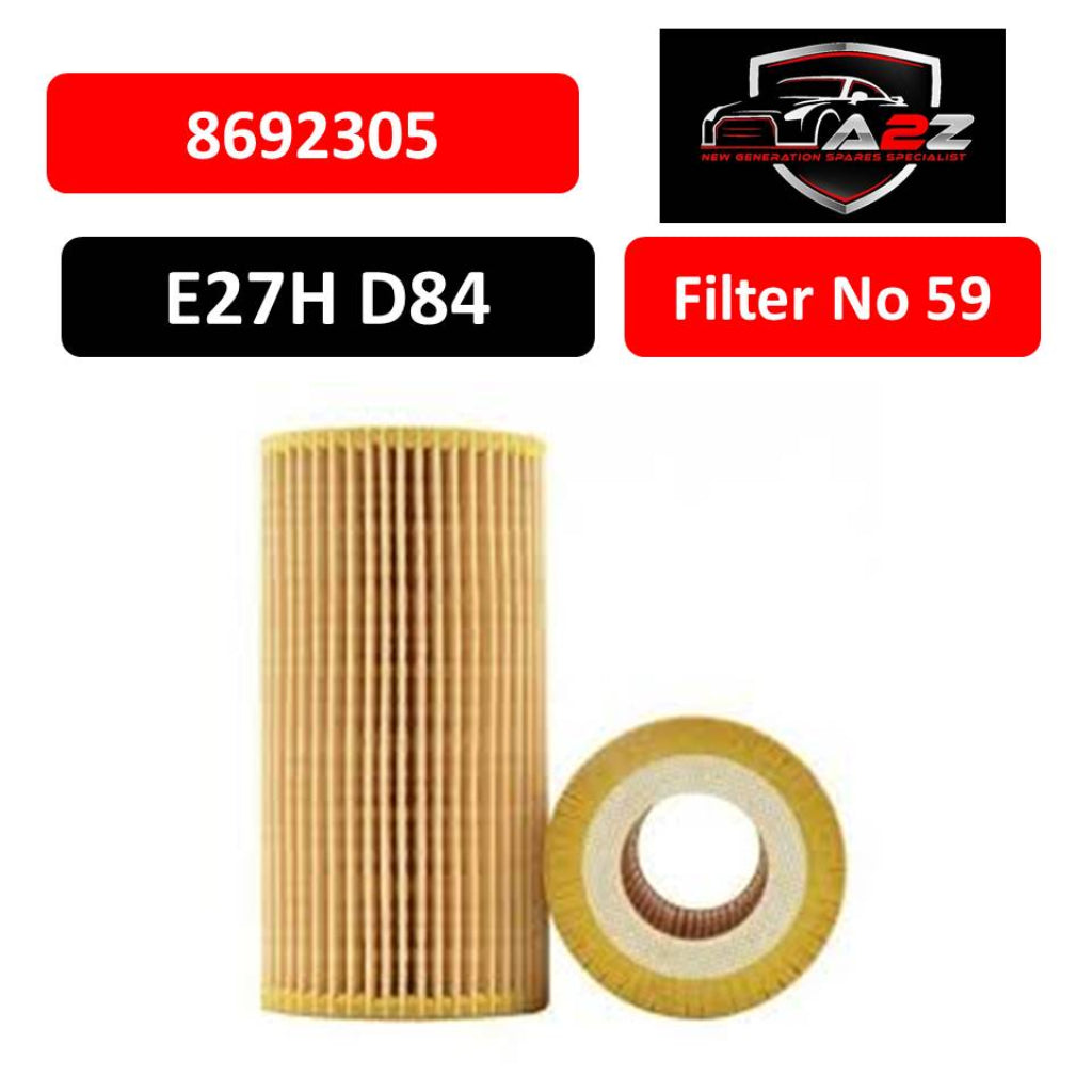 Oil Filter E27HD84 & 8692305 & OX370D 6M5G-6744-AA 6G9N-6744-BA 1371199 1421704 Compatible With VOLVO S60 II Cross Country (134) & S80 II (124) & XC60 I SUV (156) & XC90 I (275)Tag : 59