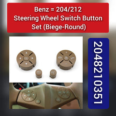 Beige-Round Steering Wheel Switch Control Buttons 2048210351 Compatible with MERCEDES BENZ C-CLASS W204 & E-CLASS W212