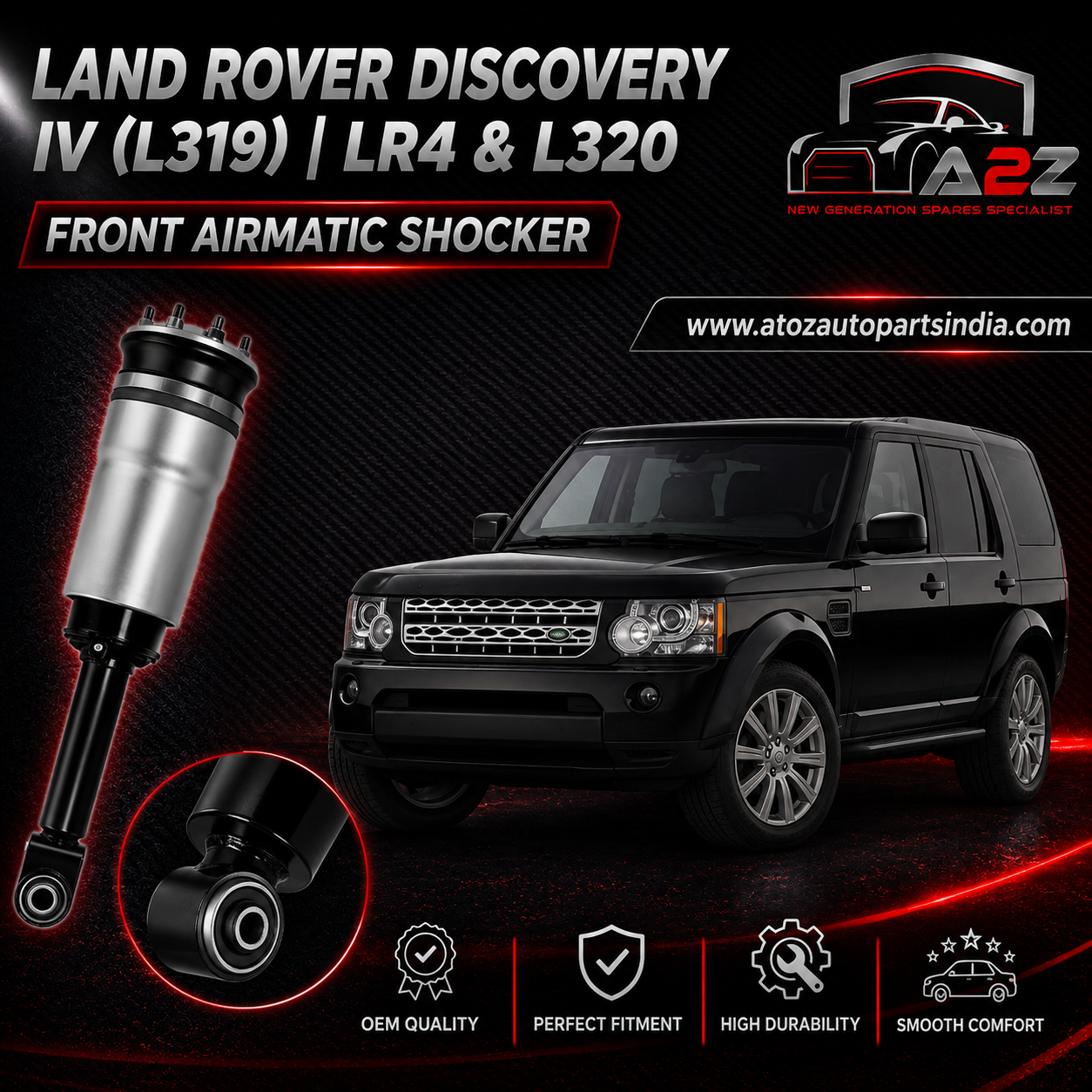 Front Air Suspension Shock Absorber Strut LR018398 LR032646 RNB501250 RNB501580 Compatible With LAND ROVER DISCOVERY IV (L319) | LR4 & L320