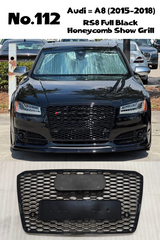 RS8 Full Black Honeycomb Show Grill Compatible With Audi A8 D4(2015-18) Tag No.112