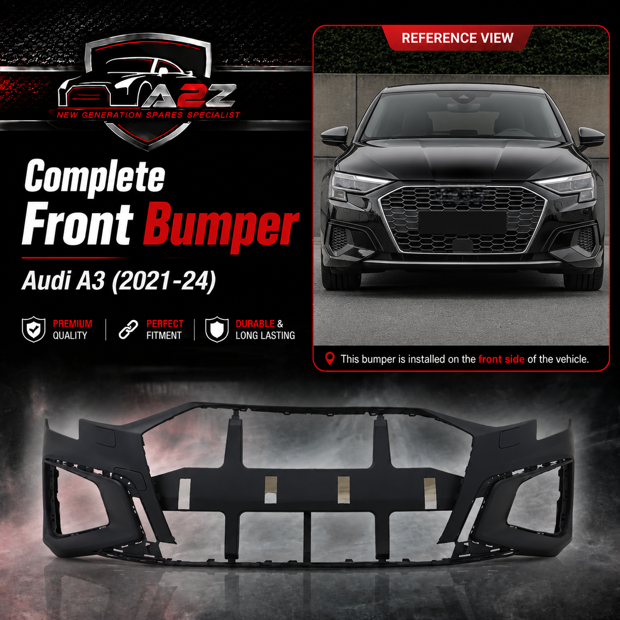 Complete Front Bumper 8Y0807065B Compatible With Audi A3 (2021-24) Tag No.5