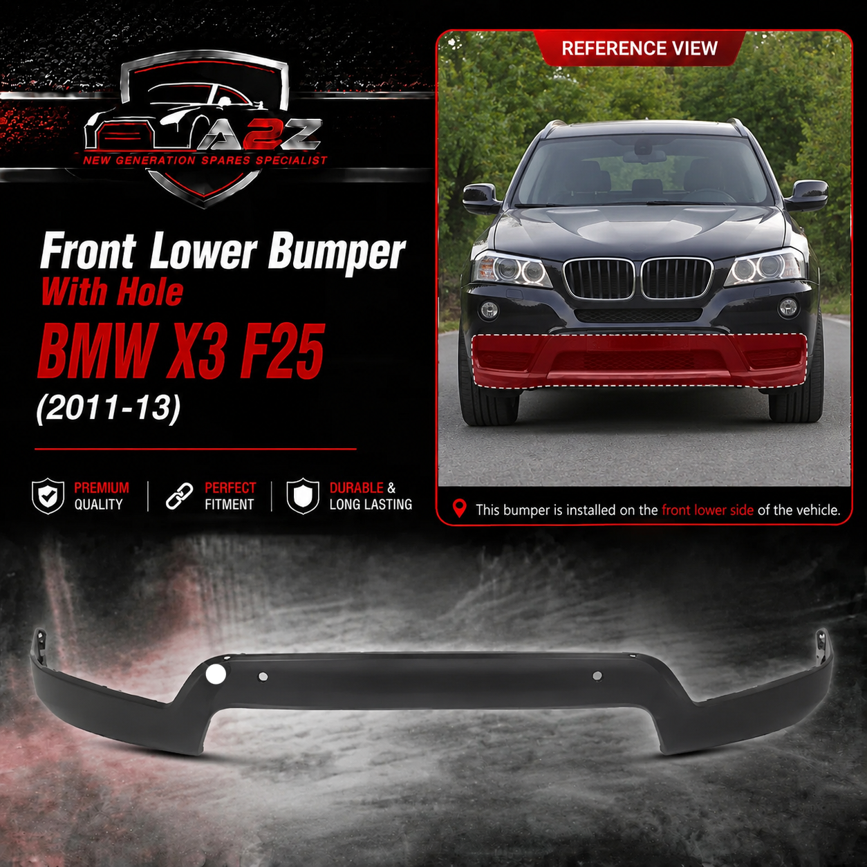 Front Lower Bumper With Hole  51117210445 Compatible With BMW X3 F25 (2011-13) Tag No.422A