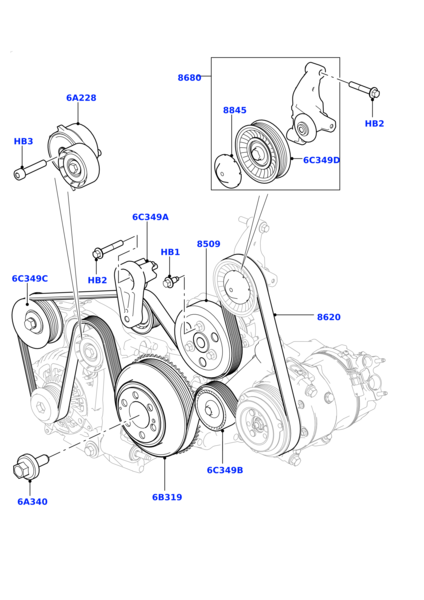 Fan Belt Tensioner APV2464 C2Z16647 LR003651 Compatible With JAGUAR XE (X760) XF I (X250) & LAND ROVER DISCOVERY SPORT (L550) FREELANDER 2 (L359) | LR2 Tag No.2