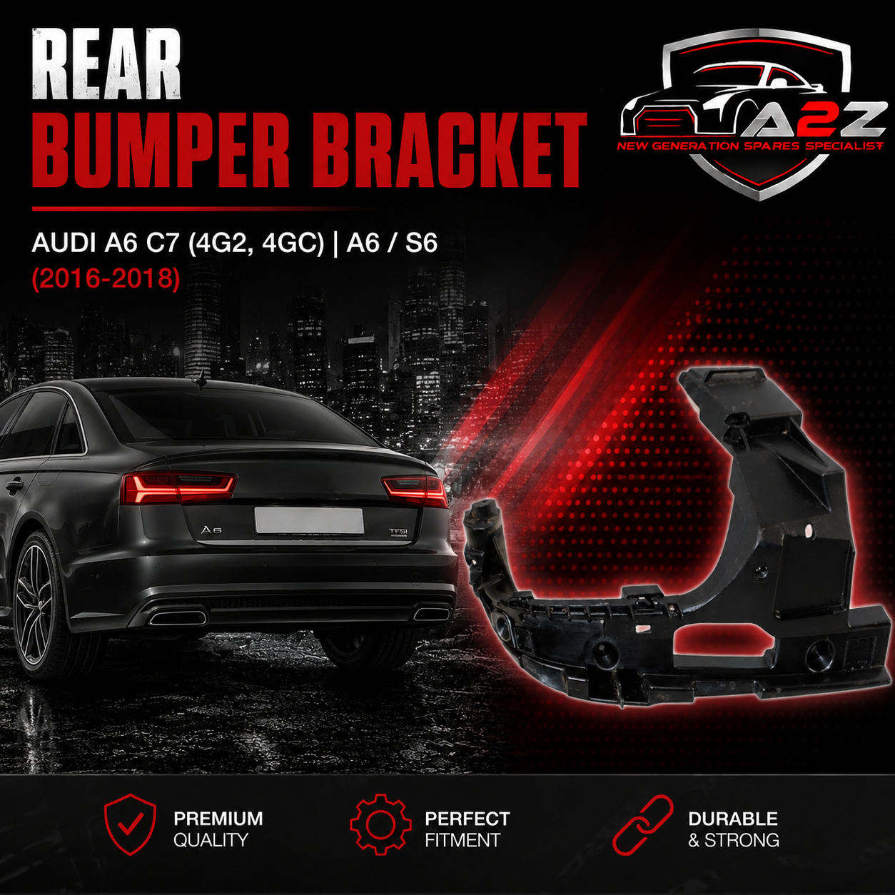 Rear Bumper Bracket Left 4G0807363C & Right 4G0807364C Compatible With AUDI A6 C7 (4G2, 4GC) | A6 / S6 (2016-2018) Tag No.71