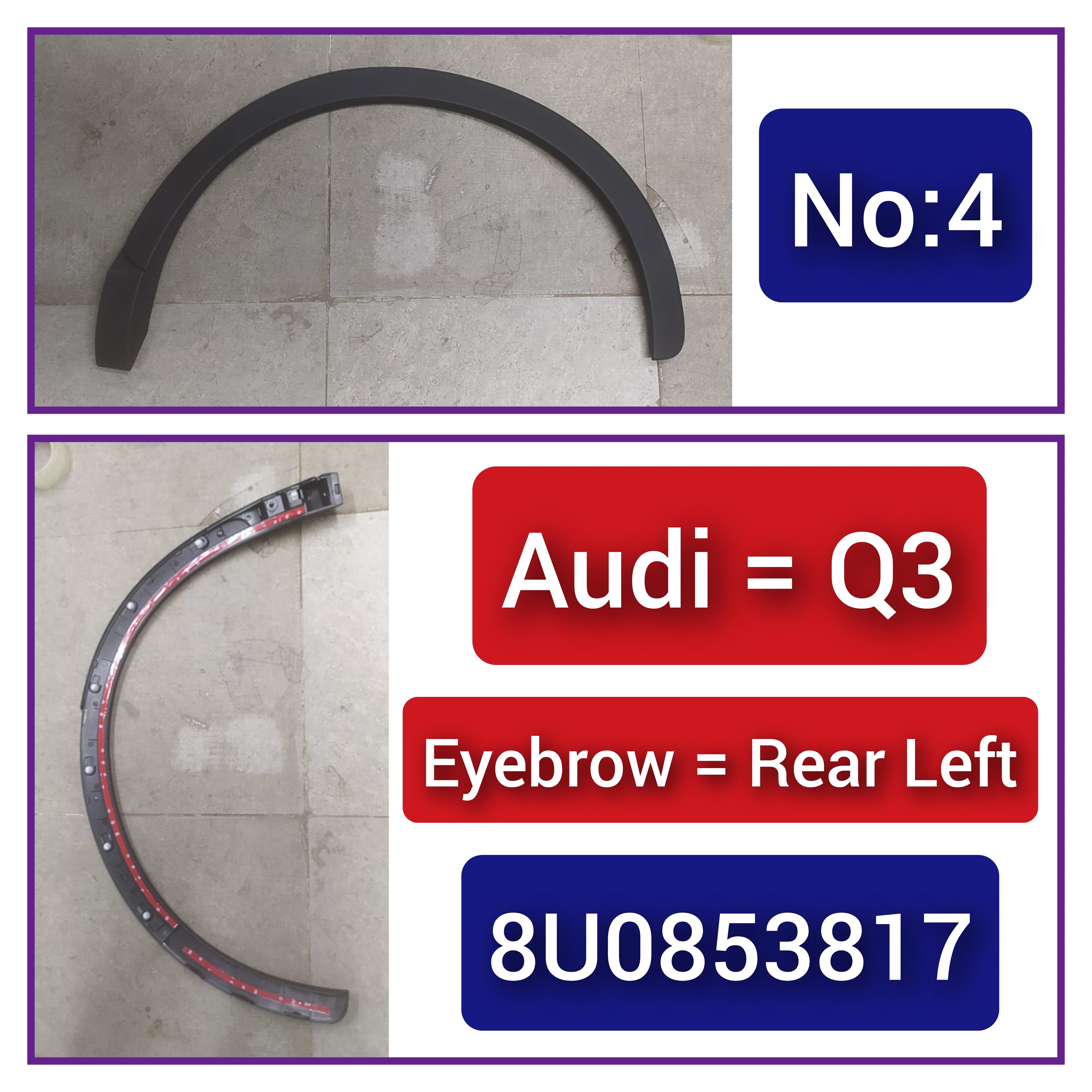 Rear Left Wheel Arch (EYEBROW) 8U0853817 Compatible With AUDI Q3 (8UB, 8UG) Tag-EY-04