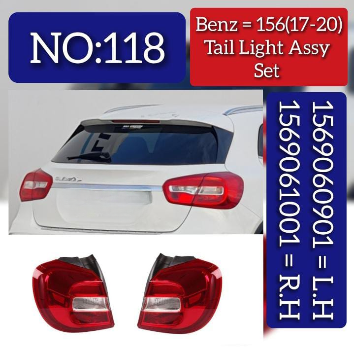 Tail Light Rear Lamp Compatible With MERCEDES BENZ GLA-CLASS W156 (2017-2020) Tail Light Rear Lamp Left A1569060901 & Right A1569061001