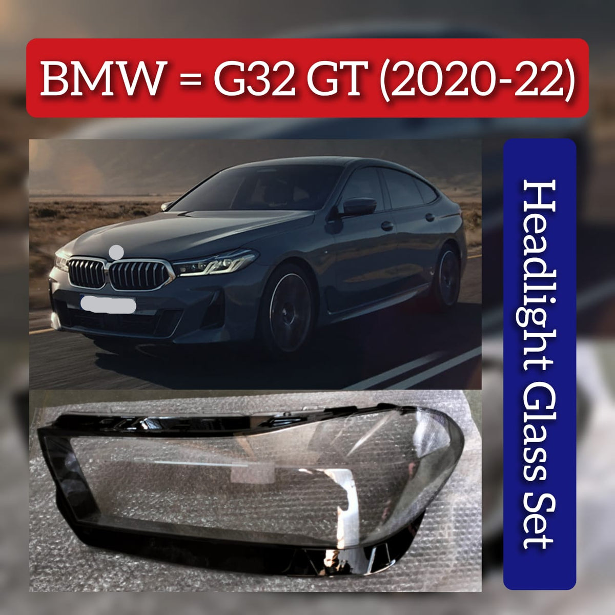 Front Headlight Glass Compatible With BMW 6 Series G32 GT (2020-2022)
